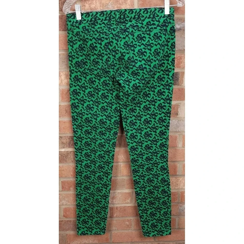 J. Crew‎ Toothpick Corduroy Skinny Jeans Green Shamrock Print Womens Size 24